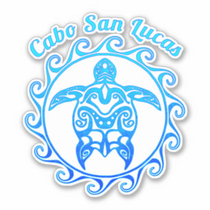 Ocean Blue Tribal Turtle Cabo San Lucas Sticker
