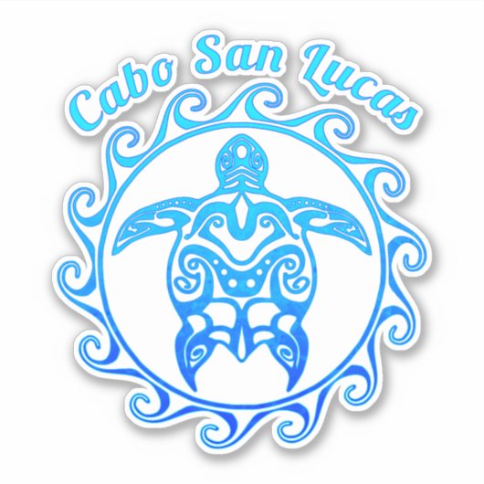 Ocean Blue Tribal Turtle Cabo San Lucas Sticker (Voorkant)