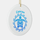 Ocean Blue Tribal Turtle Cancun Keramisch Ornament (Rechts)