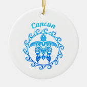 Ocean Blue Tribal Turtle Cancun Keramisch Ornament (Voorkant)