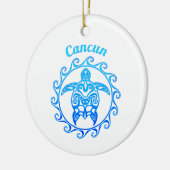 Ocean Blue Tribal Turtle Cancun Keramisch Ornament (Links)