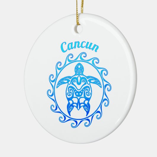 Ocean Blue Tribal Turtle Cancun Keramisch Ornament (Links)