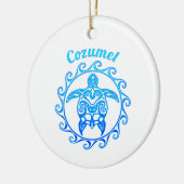 Ocean Blue Tribal Turtle Cozumel Keramisch Ornament (Links)