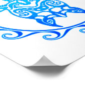 Ocean Blue Tribal Turtle Cozumel Poster (Hoek)