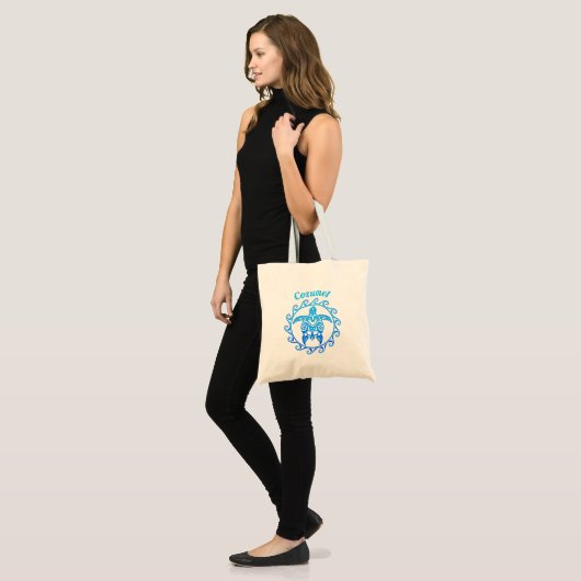 Ocean Blue Tribal Turtle Cozumel Tote Bag (Voorkant (model))