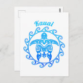 Ocean Blue Tribal Turtle Kauai Briefkaart (Voorkant / Achterkant)