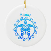 Ocean Blue Tribal Turtle Kauai Keramisch Ornament (Achterkant)