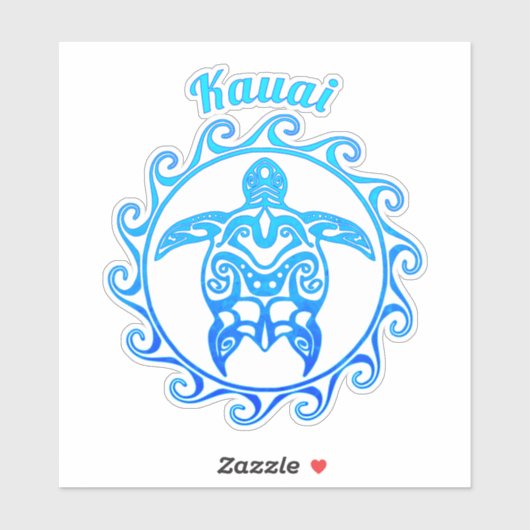 Ocean Blue Tribal Turtle Kauai Sticker (Vel)
