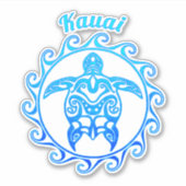 Ocean Blue Tribal Turtle Kauai Sticker (Voorkant)