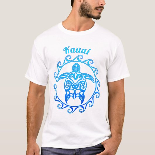 Ocean Blue Tribal Turtle Kauai T-shirt (Voorkant)