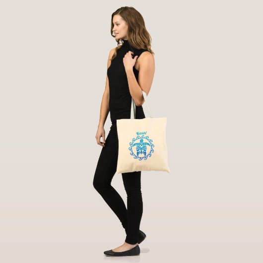 Ocean Blue Tribal Turtle Kauai Tote Bag (Voorkant (model))