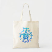 Ocean Blue Tribal Turtle Kauai Tote Bag (Voorkant)