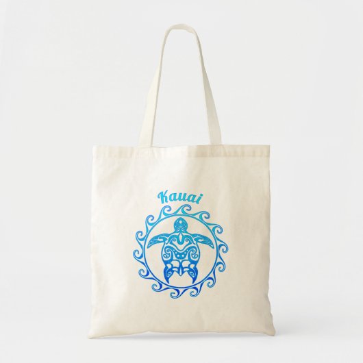 Ocean Blue Tribal Turtle Kauai Tote Bag (Voorkant)