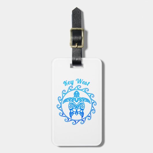 Ocean Blue Tribal Turtle Key West Bagagelabel (Voorkant verticaal)