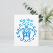 Ocean Blue Tribal Turtle Key West Briefkaart (Staand voorkant)