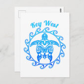 Ocean Blue Tribal Turtle Key West Briefkaart (Voorkant / Achterkant)
