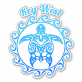 Ocean Blue Tribal Turtle Key West Sticker (Voorkant)