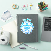 Ocean Blue Tribal Turtle Key West Sticker (iPad Cover)
