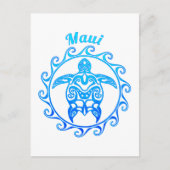 Ocean Blue Tribal Turtle Maui Briefkaart (Voorkant)