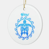 Ocean Blue Tribal Turtle Maui Keramisch Ornament (Links)