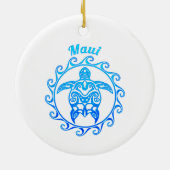 Ocean Blue Tribal Turtle Maui Keramisch Ornament (Achterkant)