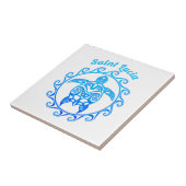 Ocean Blue Tribal Turtle Saint Lucia Tegeltje (Zijkant)
