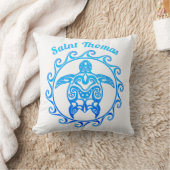 Ocean Blue Tribal Turtle Saint Thomas Kussen (Deken)