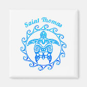 Ocean Blue Tribal Turtle Saint Thomas Magneet (Voorkant)