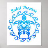 Ocean Blue Tribal Turtle Saint Thomas Poster (Voorkant)