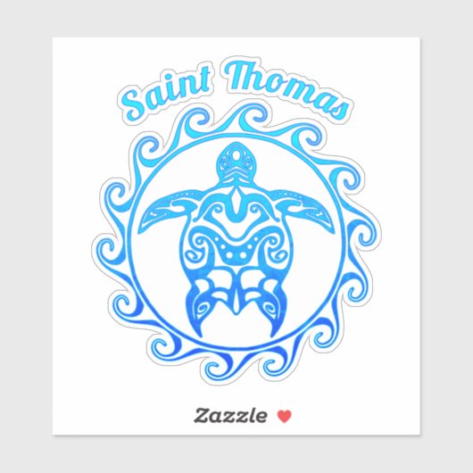Ocean Blue Tribal Turtle Saint Thomas Sticker (Vel)
