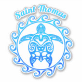 Ocean Blue Tribal Turtle Saint Thomas Sticker (Voorkant)