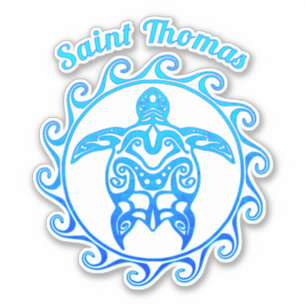 Ocean Blue Tribal Turtle Saint Thomas Sticker
