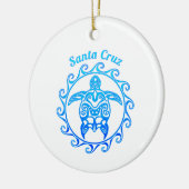 Ocean Blue Tribal Turtle Santa Cruz Keramisch Ornament (Links)