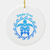 Ocean Blue Tribal Turtle Santa Cruz Keramisch Ornament (Achterkant)