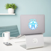Ocean Blue Tribal Turtle Santa Cruz Sticker (Laptop op bureau)