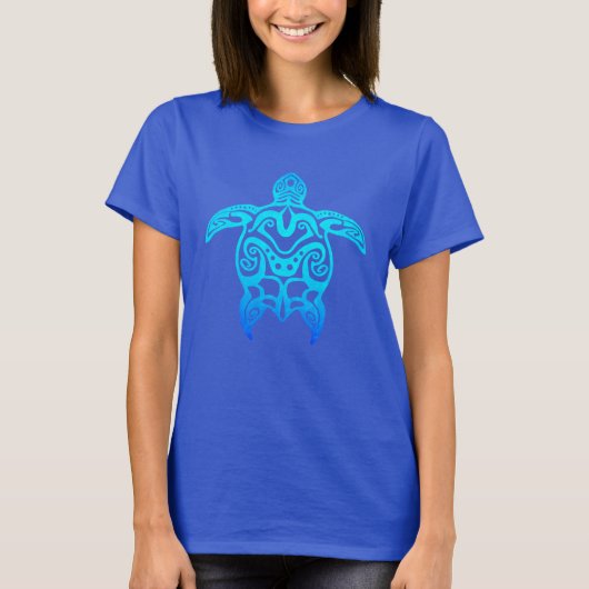 Ocean Blue Tribal Turtle T-shirt (Voorkant)