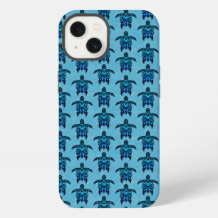 Ocean Blue Tribal Turtles iPhone 13 Hoesje