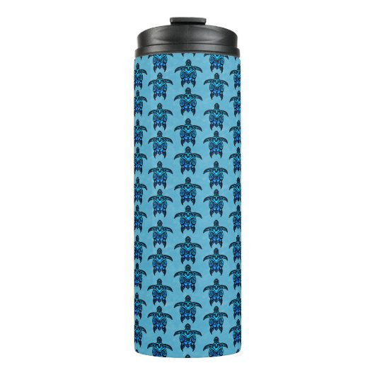 Ocean Blue Tribal Turtles Thermosbeker (Voorkant)