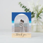 Ocean Blue Tropical Beach foto Arch Bedankkaart (Staand voorkant)