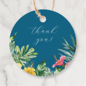 Ocean Blue Tropical Flowers Wedding Bedankt Bedankjes Labels (Achterkant)