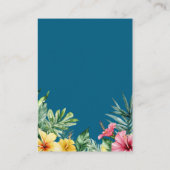 Ocean Blue Tropical Flowers Wedding Bedankt Plaatskaartje (Achterkant)