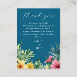 Ocean Blue Tropical Flowers Wedding Bedankt Plaatskaartje