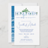 Ocean Blue Tropical Honeymoon Couples Douche Kaart (Voorkant)