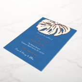 Ocean Blue Tropische Monstera Leaf Bruiloft Folie Uitnodiging (Gedraaid)