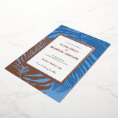 Ocean Blue tropische palmblad bruiloft Folie Uitnodiging (Gedraaid)