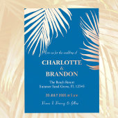 Ocean Blue tropische palmblad bruiloft goud Folie Uitnodiging