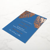 Ocean Blue tropische palmblad bruiloft goud Folie Uitnodiging (Gedraaid)