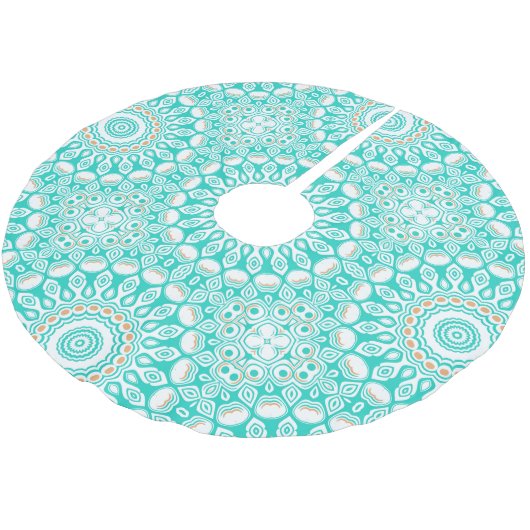 Ocean Blue Turquoise Medallion Kerstboom Rok (Gekanteld)