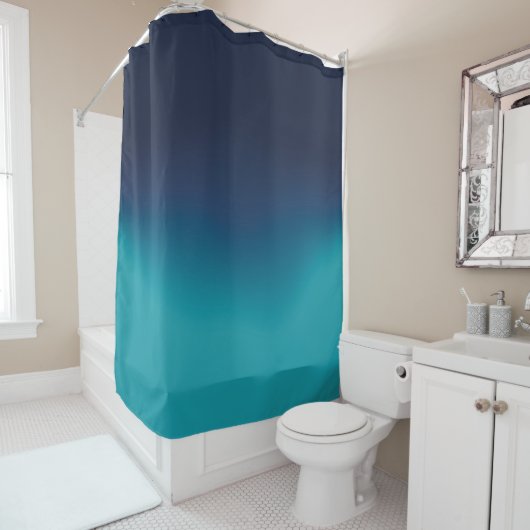 Ocean Blue Turquoise Ombre Elegant Gradient Douchegordijn (In situ)