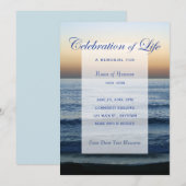 Ocean Blue Viering van het leven Memorial uitnodig Kaart (Voorkant / Achterkant)
